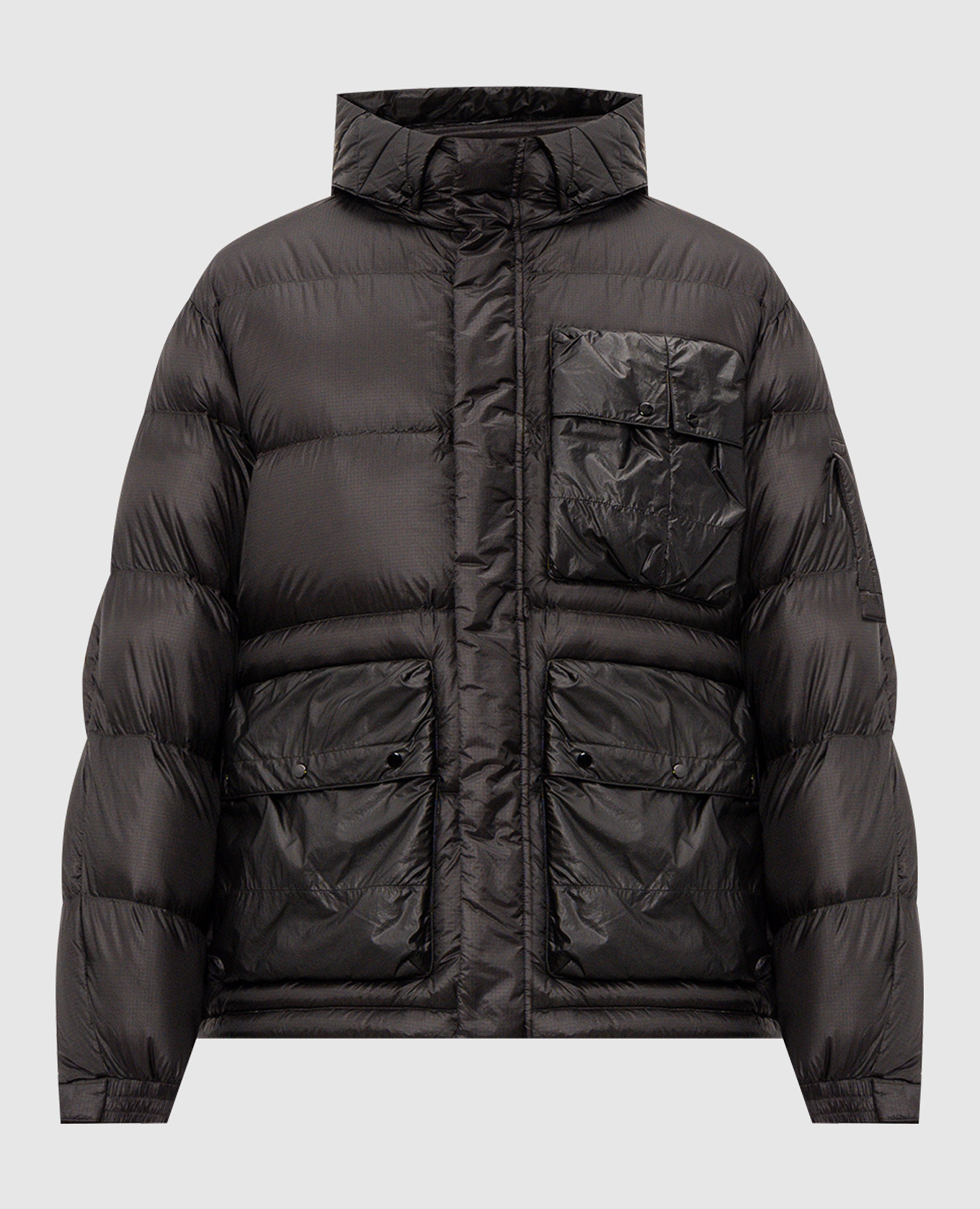 Black down jacket with logo patch