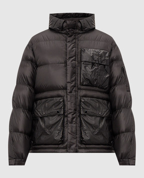 C.P. Company Black down jacket with logo patch MOW216A110416M