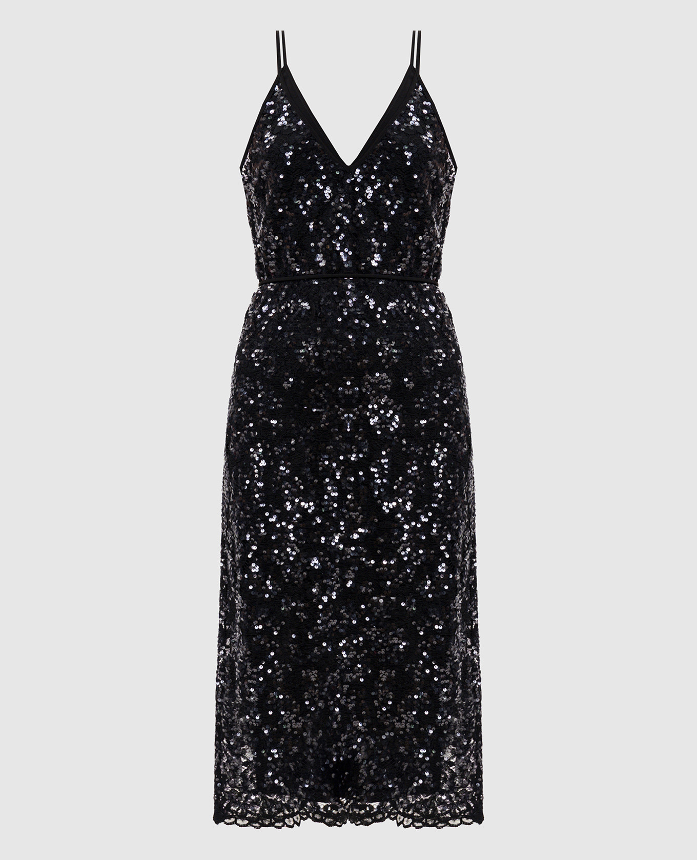 Black lace midi dress with sequins