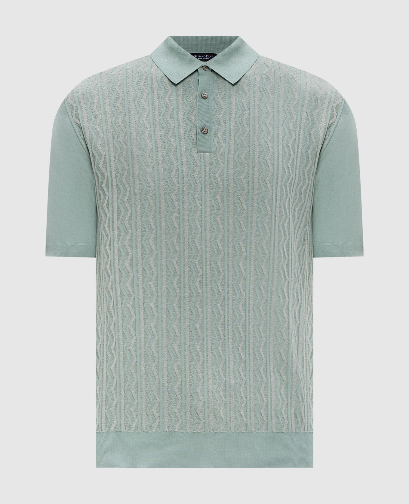 Green polo shirt with patterned silk