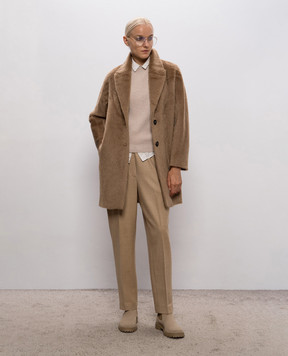Peserico Brown alpaca wool coat S2015708434