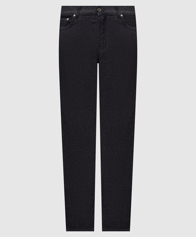 Dark blue jeans with logo patch