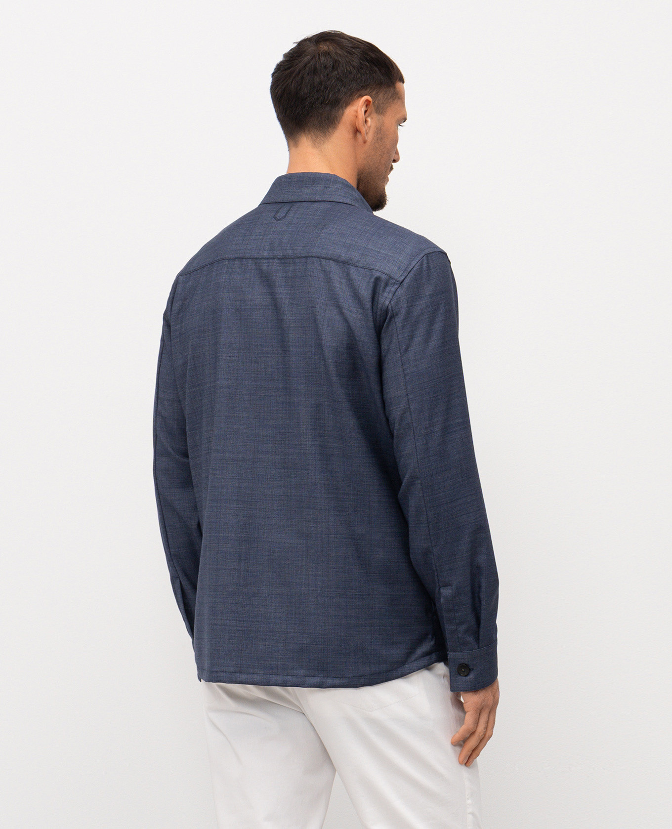 Blue wool shirt with emblem Canali 4