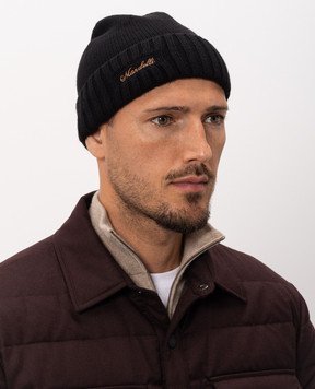 Enrico Mandelli Black cashmere hat with logo embroidery CAP7735718