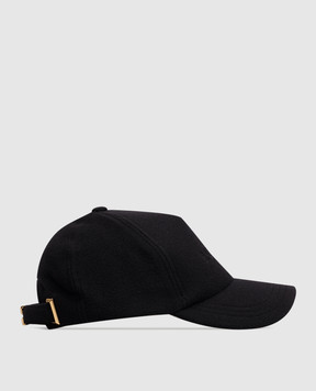 Balmain Black wool cap with logo embroidery HH1XA590WD62