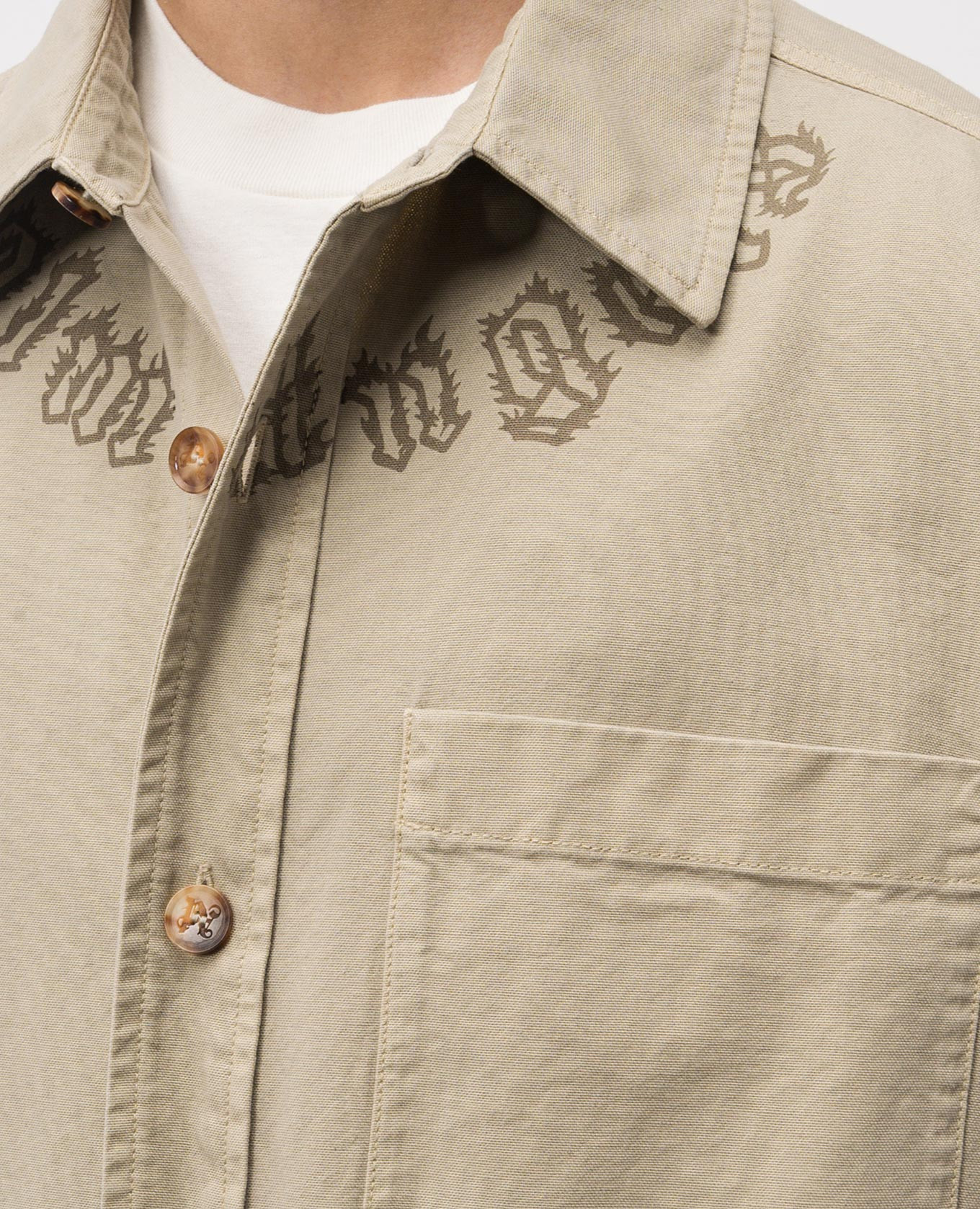 Khaki shirt with logo Palm Angels 5