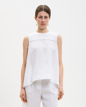 Peserico White linen top with monil chain S0819602647