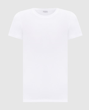 Brunello Cucinelli White T-shirt with a monil chain M0T18B0170