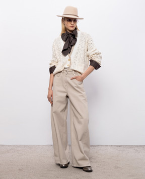 Brunello Cucinelli Beige jeans with logo patch MPH81P4059