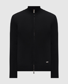 Enrico Mandelli Black cardigan with silk 3K033A5645