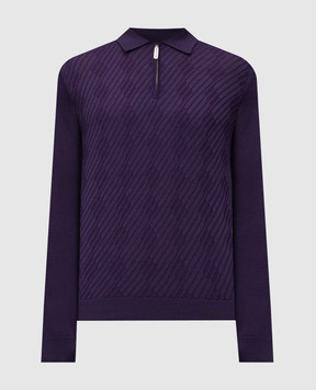 Stefano Ricci Purple cashmere and silk patterned polo shirt K808099P30F25476