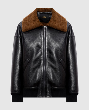 Twinset Black glossy sheepskin-effect jacket 262AP2180