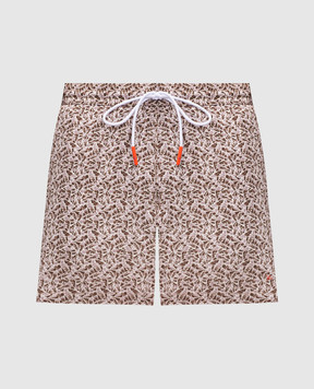 ISAIA Beige printed swim shorts COSI19BW265