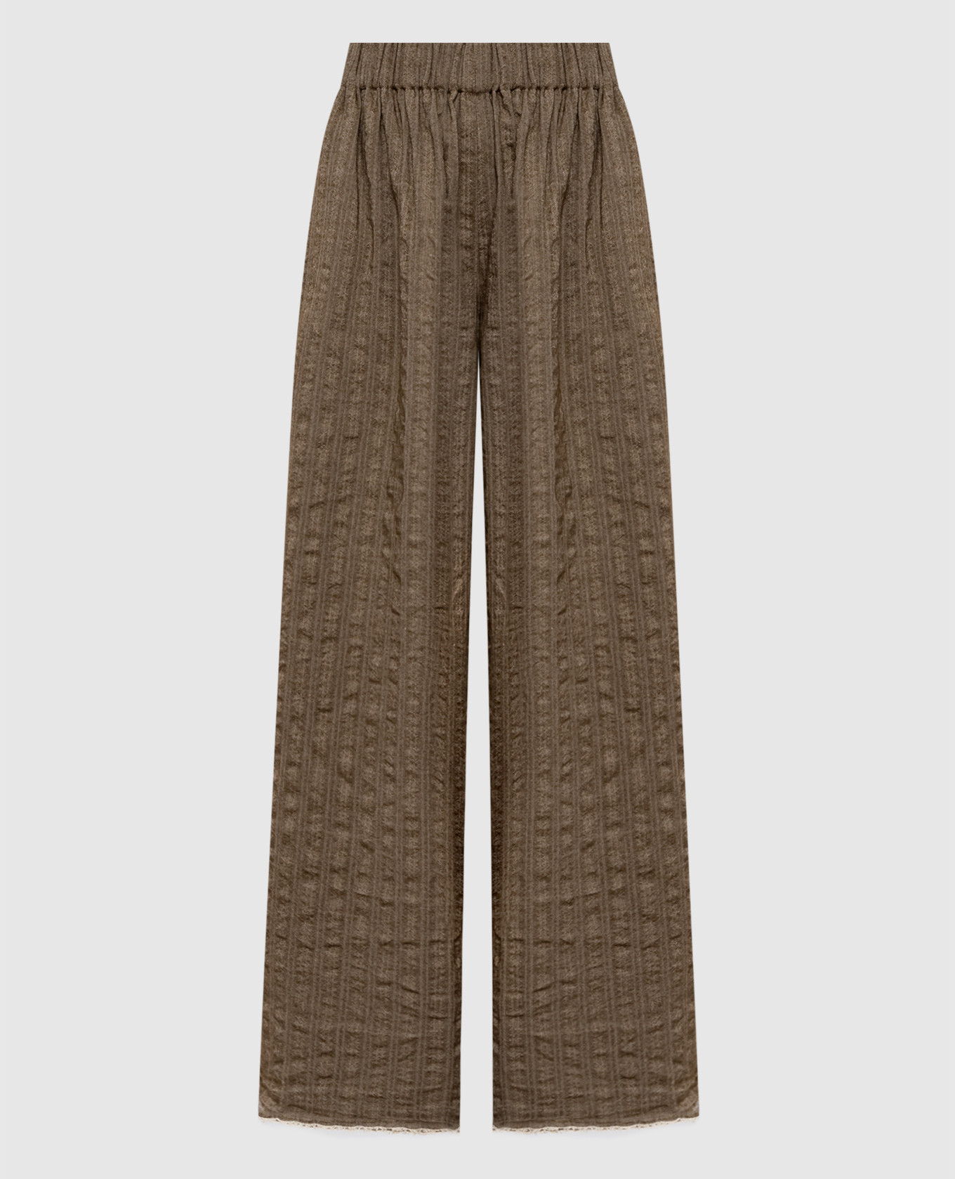 Braune Palazzohose aus Wolle und Leinen