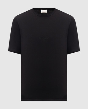 Saint Laurent Black T-shirt with tonal logo embroidery 857461Y37XE
