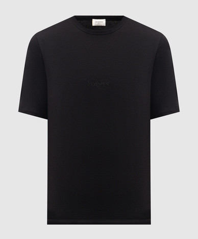 Black T-shirt with tonal logo embroidery