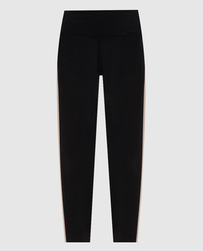 Palm Angels Black leggings with branded ribbon PWVG001S26FAB001