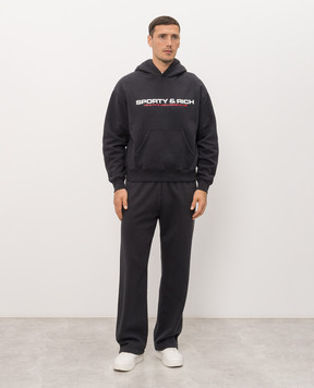 Sporty & Rich Black insulated tracksuit with logo print ST11082000BA01PA088820