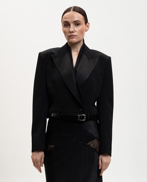 Dolce&Gabbana Black cropped wool and silk jacket F29WLTFU21E