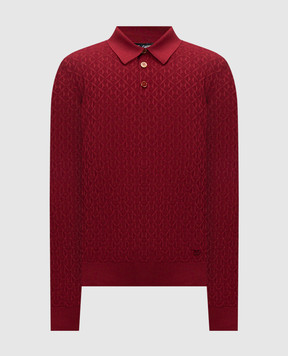 Dolce&Gabbana Burgundy silk polo with woven pattern GXZ25ZJBSOE