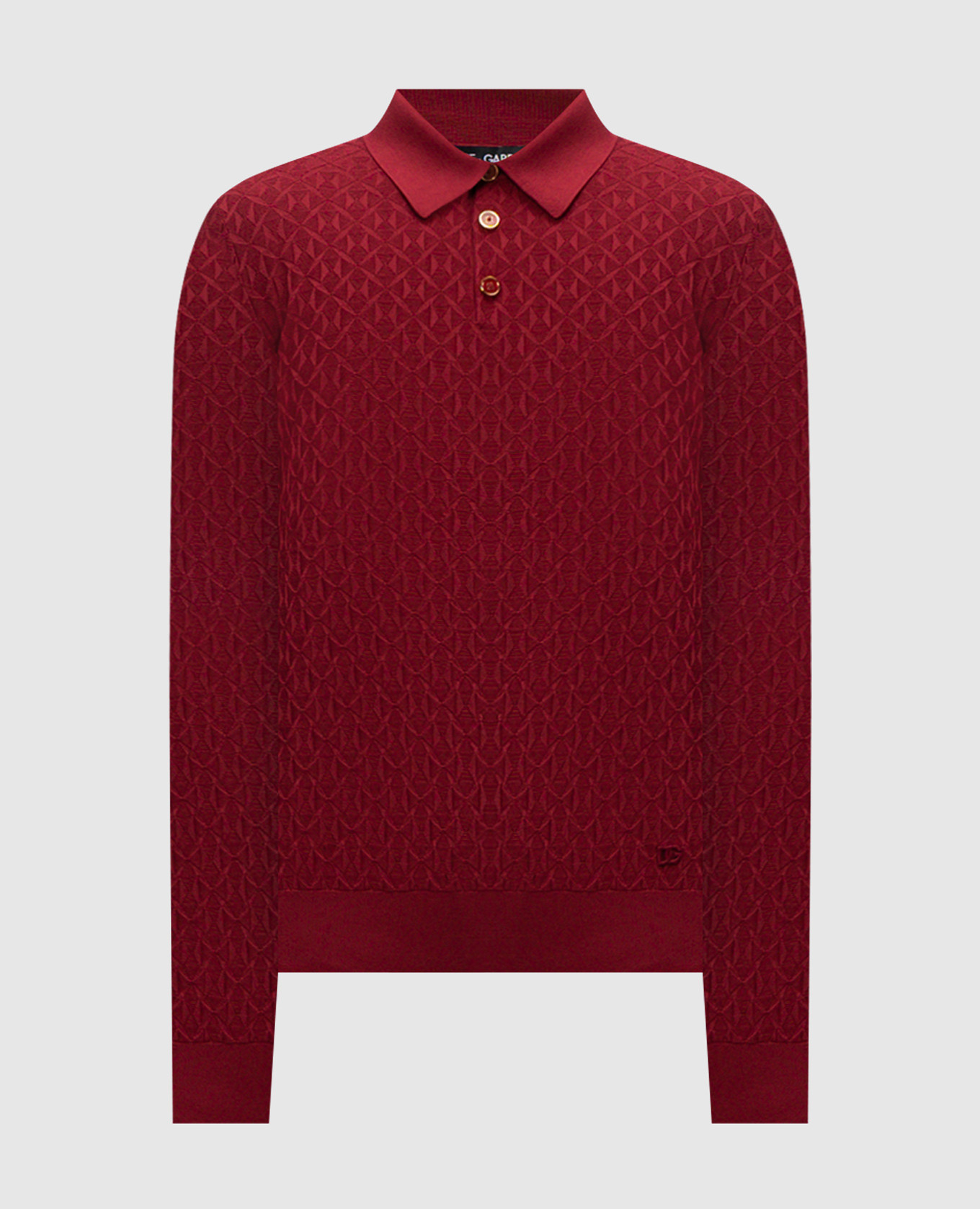 Burgundy silk polo with woven pattern Dolce&Gabbana