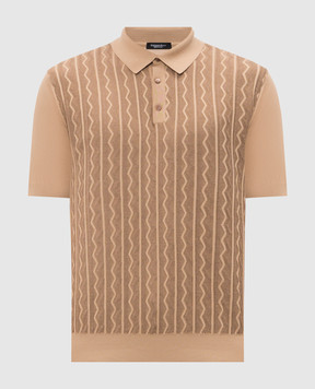 Stefano Ricci Brown polo shirt with woven pattern K414014P13F26165