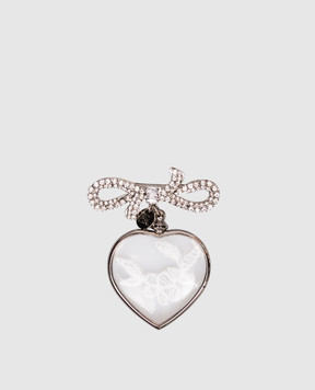 Ermanno Scervino Silver bow brooch with crystals D483X710VGT