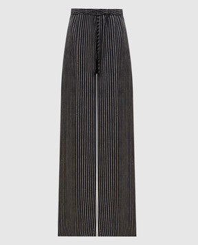 Max Mara CLARINO black striped silk palazzo pants MXMCLARINO