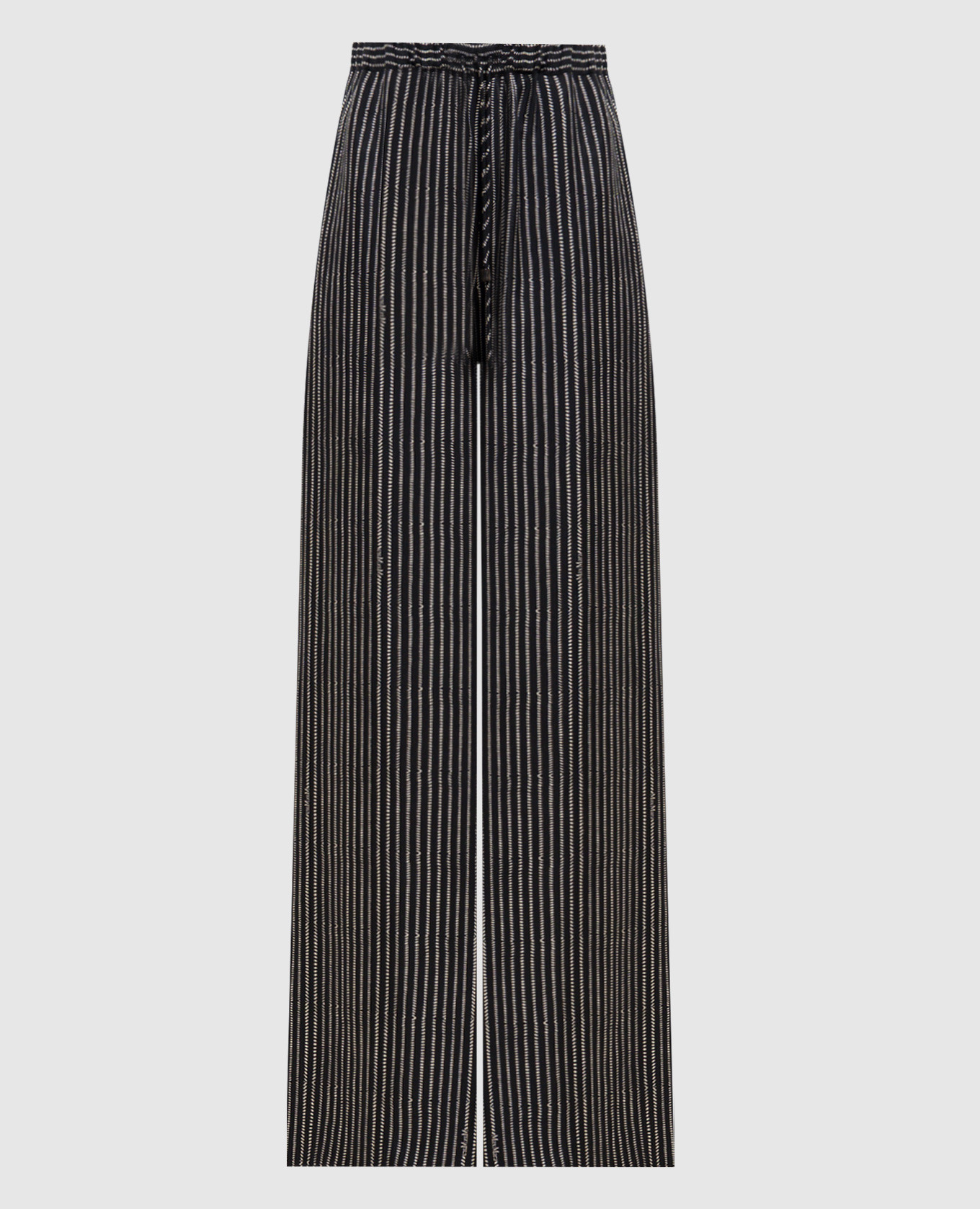 CLARINO black striped silk palazzo pants