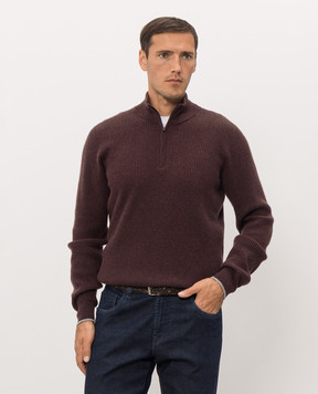 Peserico Burgundy cashmere jumper with zipper R59535F12E9010