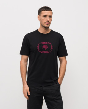 Stefano Ricci Black T-shirt with embroidered emblem MNH6104970803