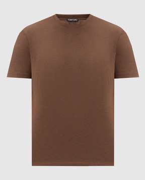 Tom Ford Brown T-shirt with monogram embroidery JCS004JMT012
