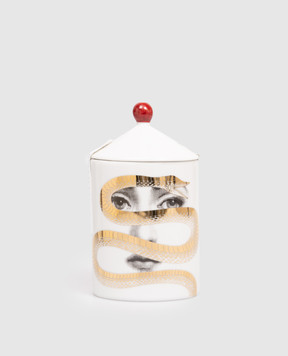 Fornasetti Scented candle - Peccato Originale Décor in a porcelain candlestick FPSM044ZFP