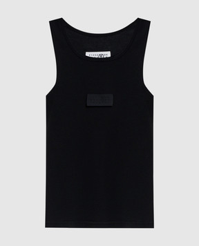Maison Margiela MM6 Black ribbed top with logo patch S52NL0075M20054