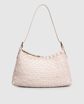 Dragon Pink Leather Woven Hobo Salvage Bag DGS68170