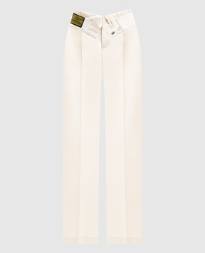 Maison Margiela MM6 Ivory wool trousers with lapels S52KA0559M35436
