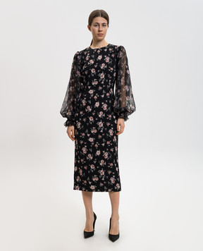 Dolce&Gabbana Black dress with floral print silk F611DTFSA8C