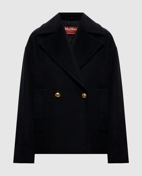 Max Mara Black double-breasted coat TSNOB made of wool MSTSNOB