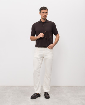 Agnona White linen jeans with logo patch T711U5YU2130