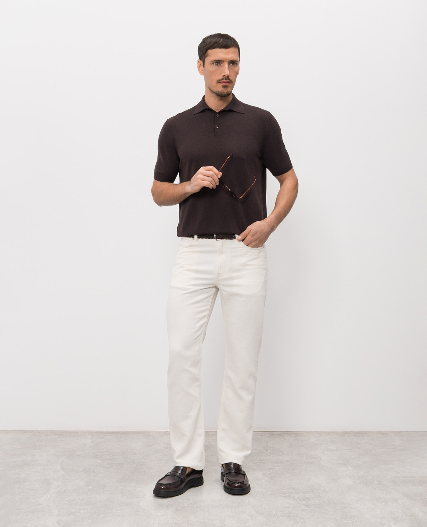 White linen jeans with logo patch Agnona 2