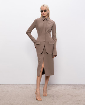 Thierry Mugler Brown pencil skirt with wool 26S1JU05911032