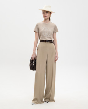 Max Mara GIOVANE beige t-shirt with embroidery MXMGIOVANE