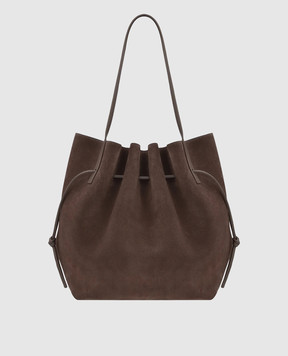 YUZEFI Brown Scallop Suede Tote Bag SCALLOPTOTESUEDE
