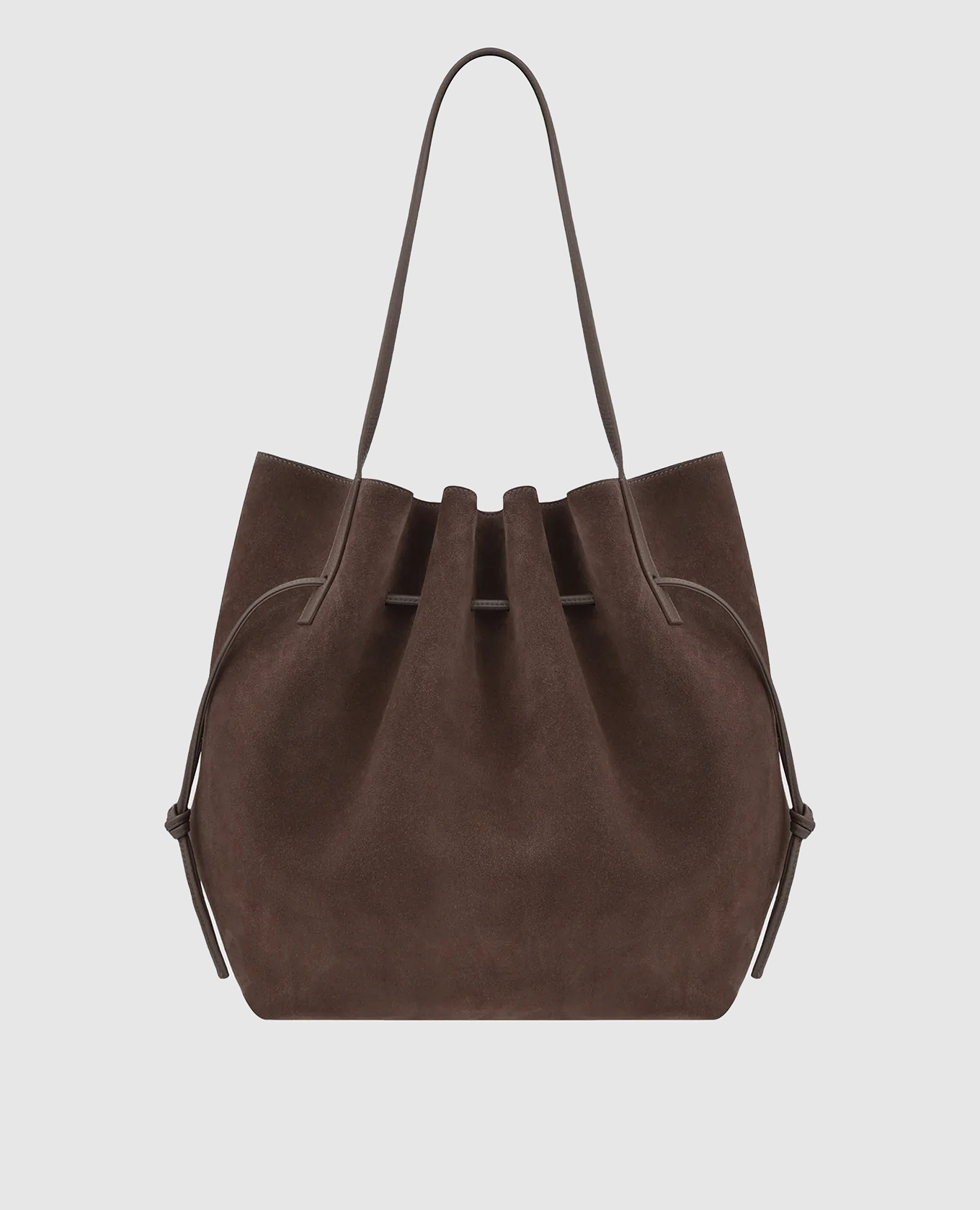 Brown Scallop Suede Tote Bag