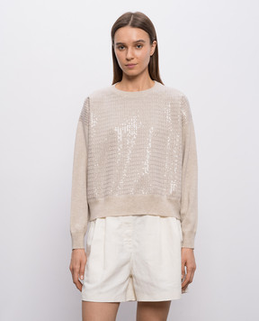 Brunello Cucinelli Beige wool, cashmere and silk jumper M16230010