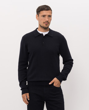 Trussardi Blue wool polo shirt with contrast logo embroidery M0788000131NMK639K30