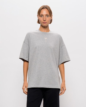 Palm Angels Grey melange T-shirt with embroidered logo PAWAA005JR003