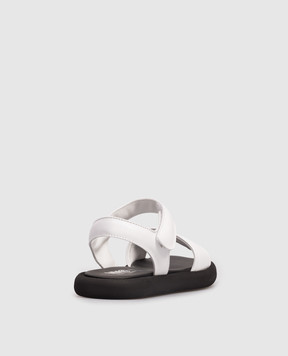 Maison Margiela MM6 Children's white leather sandals with logo 823903035