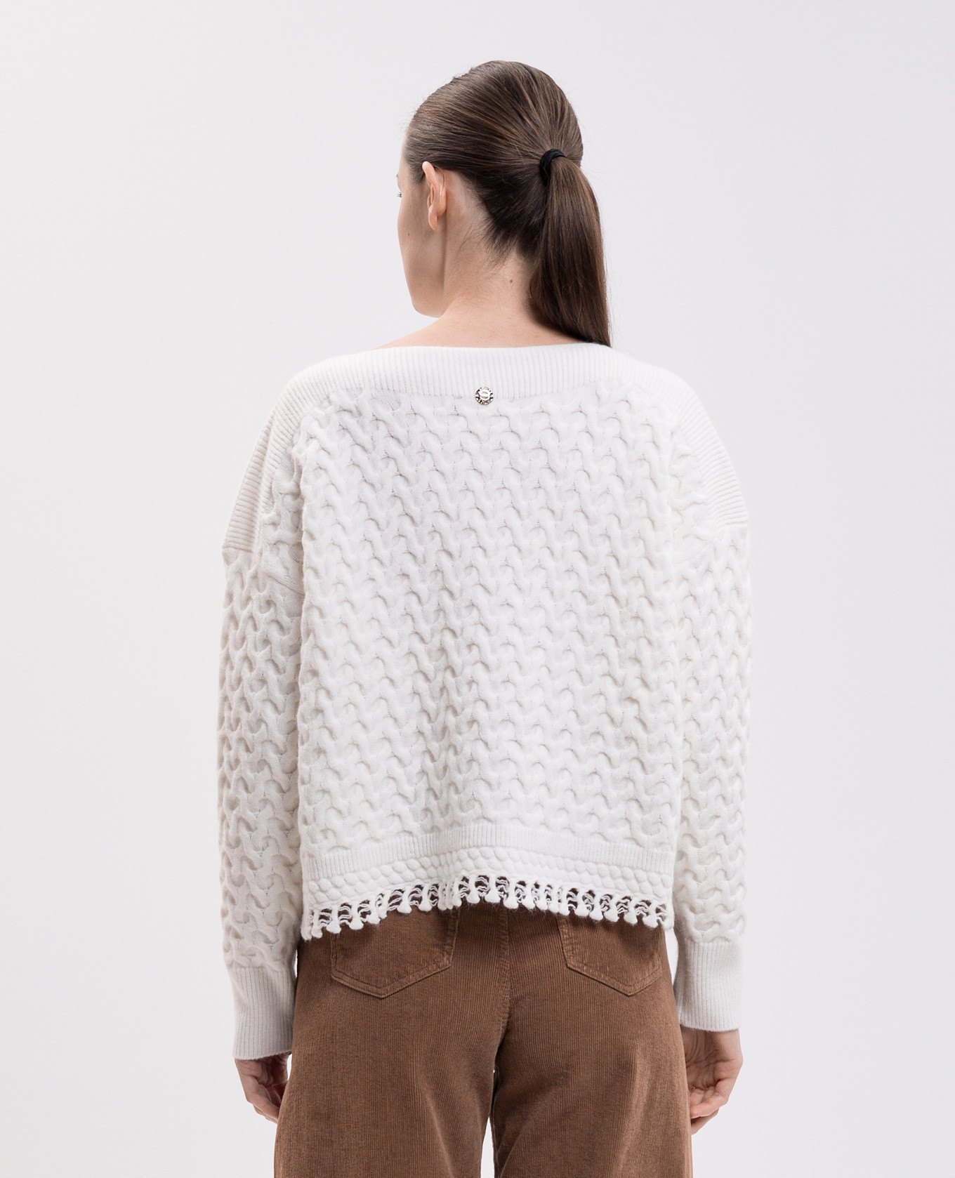 Ivory sweater with textured pattern Twinset 4