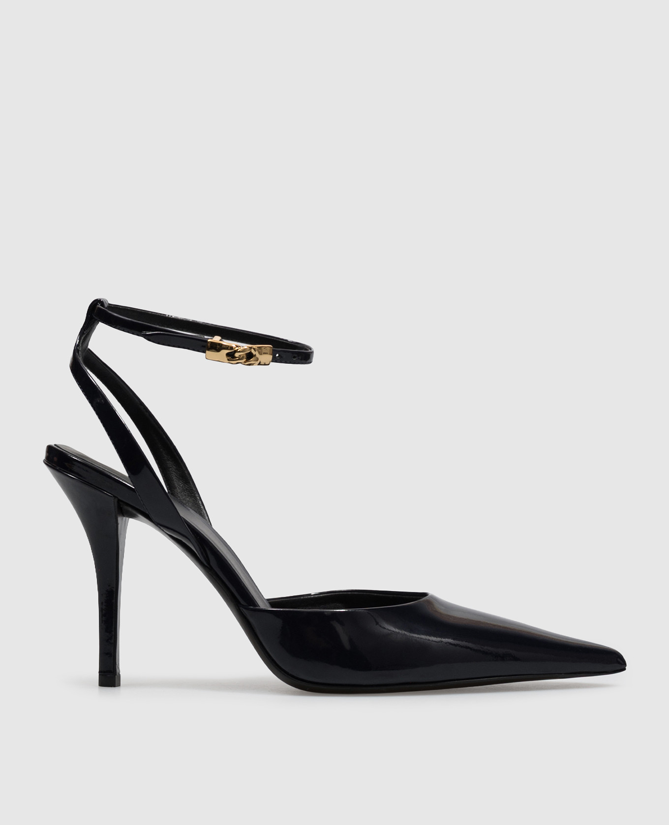 Navy blue patent leather slingbacks Balmain